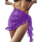 Sheer Summer Bikini Wrap Skirt purple ruffle 
