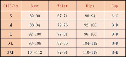 SIZE CHART SHOWS THE Everyday swimsuit