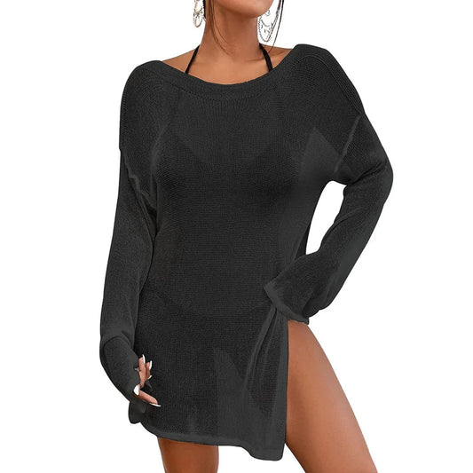 Women's Sheer Crochet Beach Cover-Up
