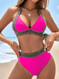 high-waisted bikini set pink color 