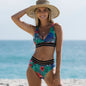 leaf print bikini set with triangle top 