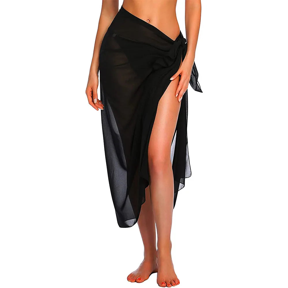 Summer Bikini Wrap Skirt black long 