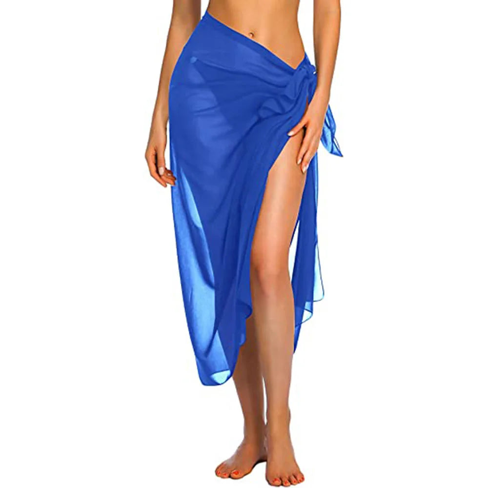 Summer Bikini Wrap Skirt blue long 