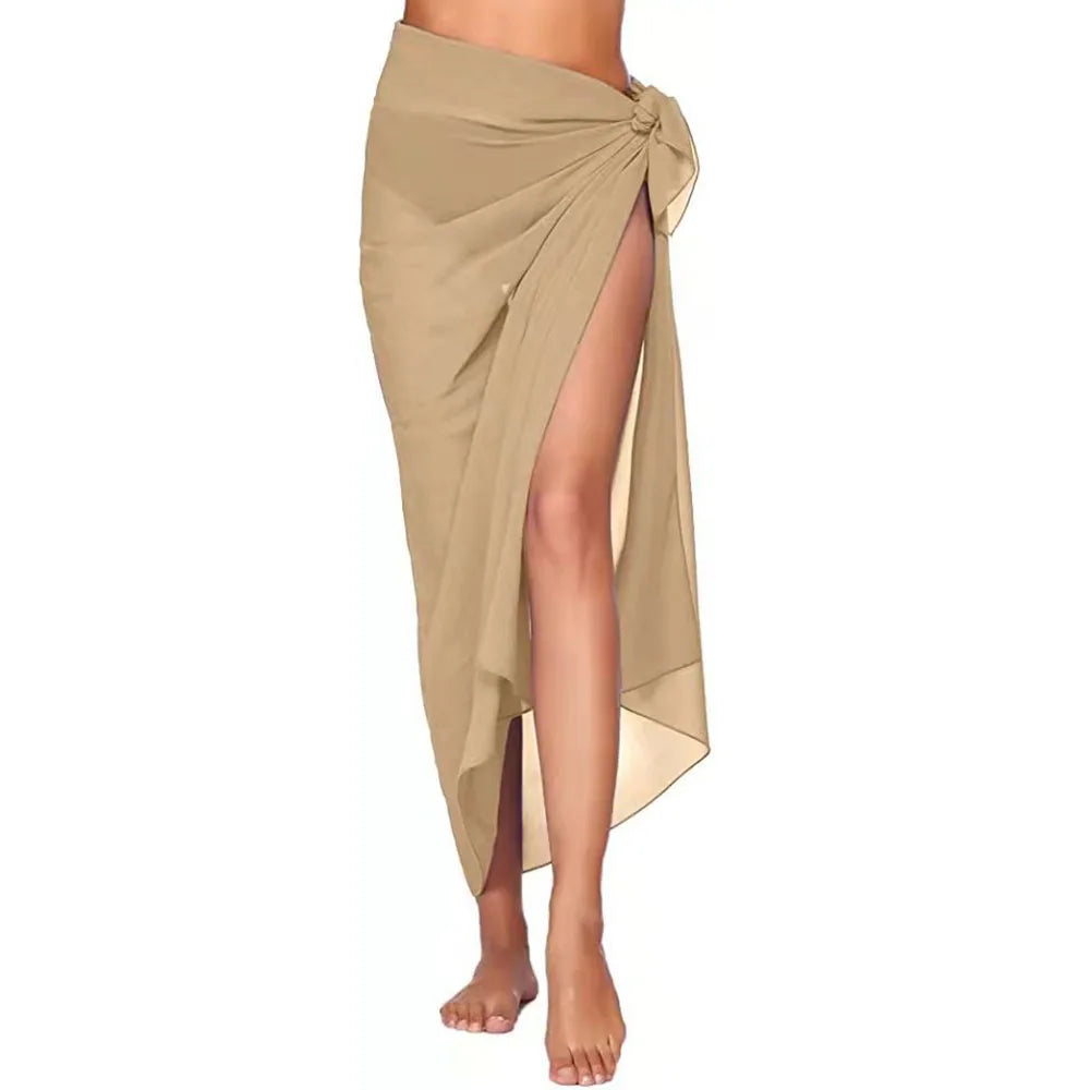 Sheer Summer Bikini Wrap Skirt gray long 