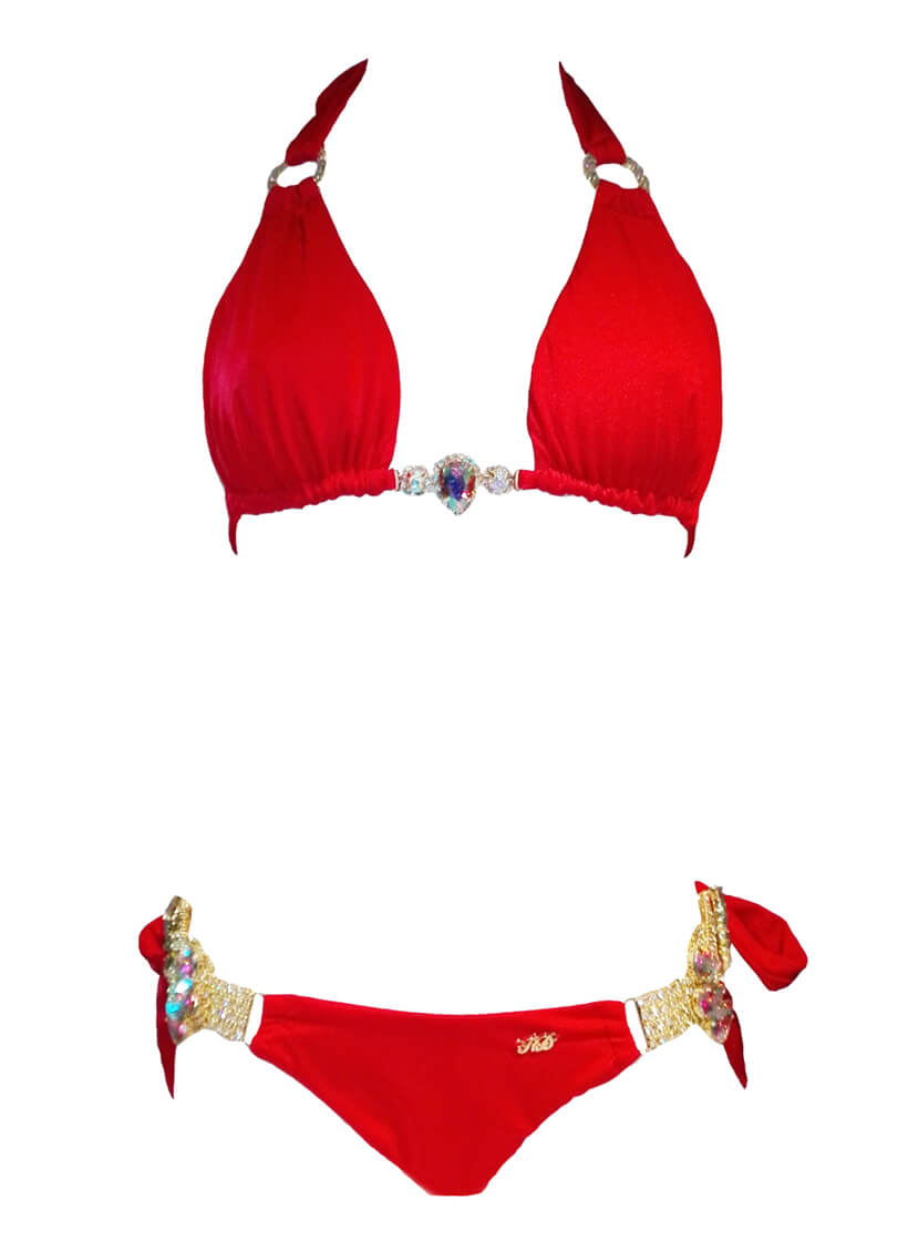 Amber Luxury Top & Tie Side Bottom - Red-2