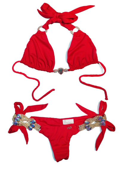 Amber Luxury Top & Tie Side Bottom - Red-7