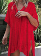  Close-up of angel wings cutout in Women's V-Neck Beach Cover-Up red color