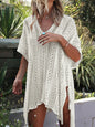 Front view of Women's Angel Wings V-Neck Beach Cover-Up with tassel