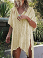 Angel Wings V-Neck Cover-Up styled over a bikini for beach chic cream color 