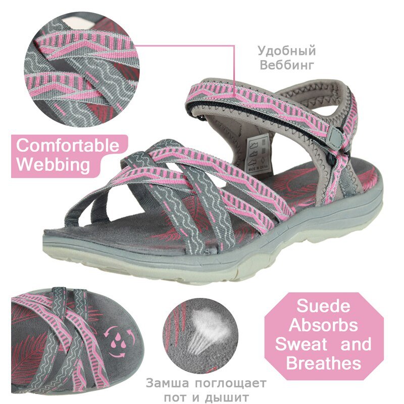 Beach Sandals Women Summer Outdoor Flat Sandals Ladies Open Toe Shoes Lightweight Breathable Walking Hiking Sandals-13