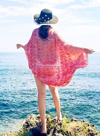 Floral Wrap Shawl Swimsuit Cover Up-4