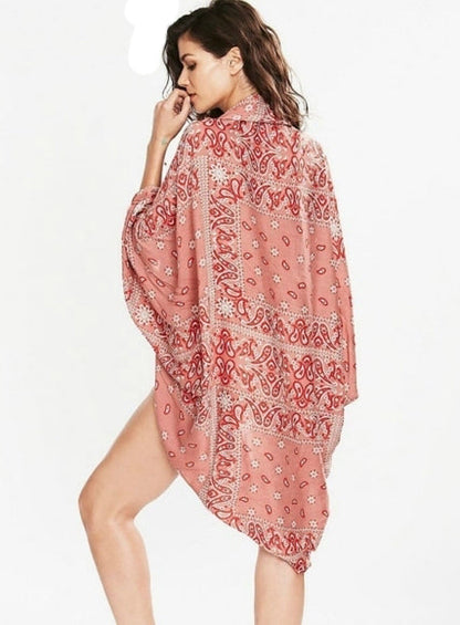 Floral Wrap Shawl Swimsuit Cover Up-0