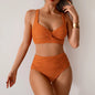 Close-up of built-in padding and stitching on bikini top 