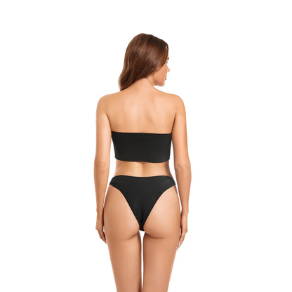 Flat lay of Capri-style tan-through bikini top