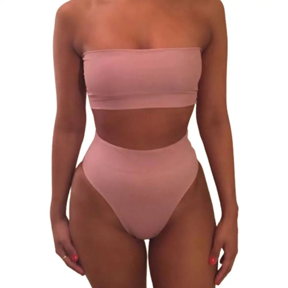 Close-up of bandeau top elastic support band for secure fit
