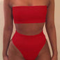 h-rise bikini bottoms with bandeau top red style 