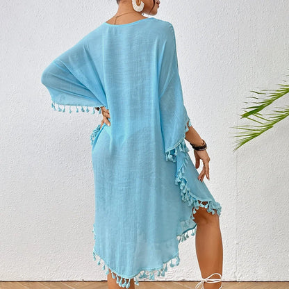 Bikini Lov crochet chiffon swimsuit cover-up dress side view 