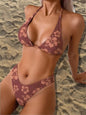 Front view of floral push-up bikini set with sleeveless bra top