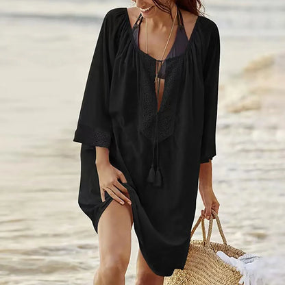  Loose solid bikini dress cover-up by Bikini Lov black style 