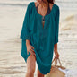 Solid color beach bikini cover-up robe for women
