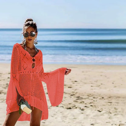 Bikini Lov white knitted mesh beach dress swimsuit cover-up