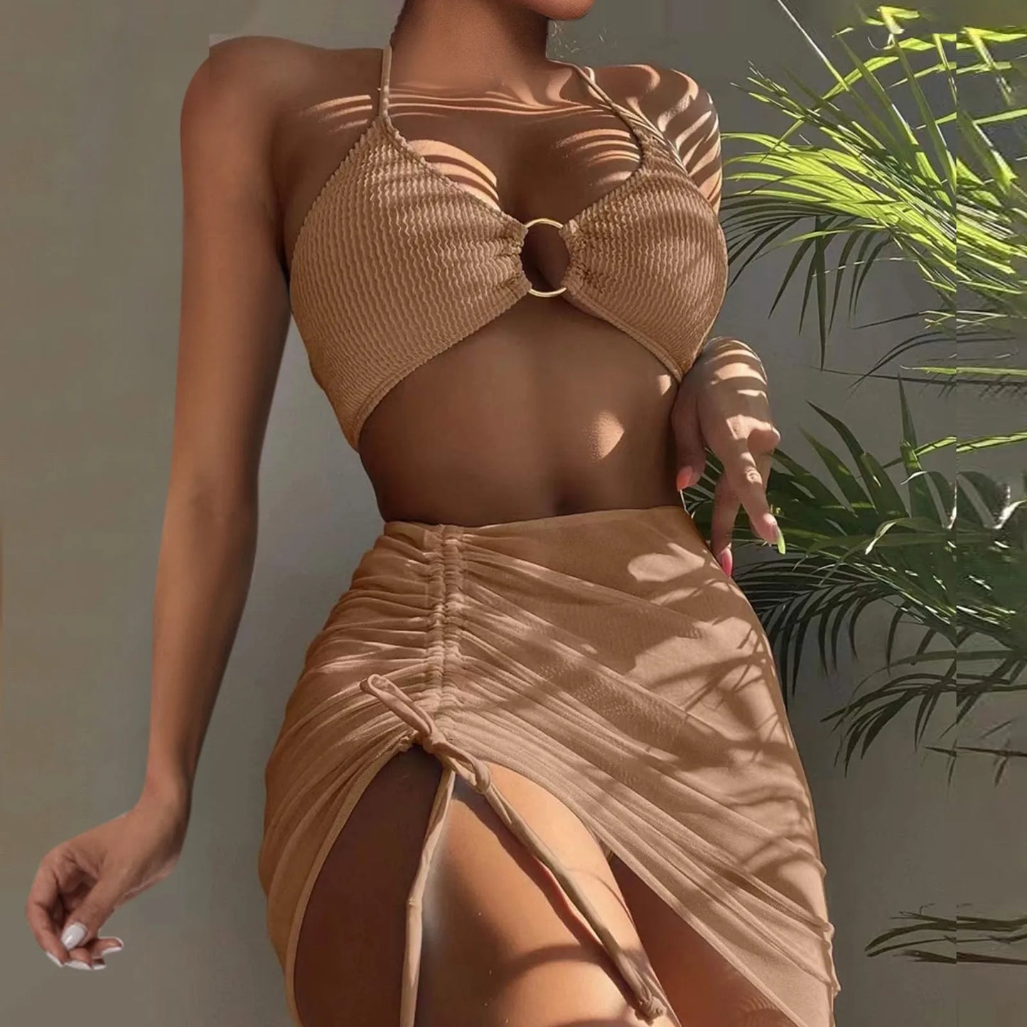 Coffee brown bikini set for women     