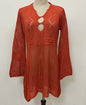 Breathable orange mesh knitted tunic beach dress women’s cover-up