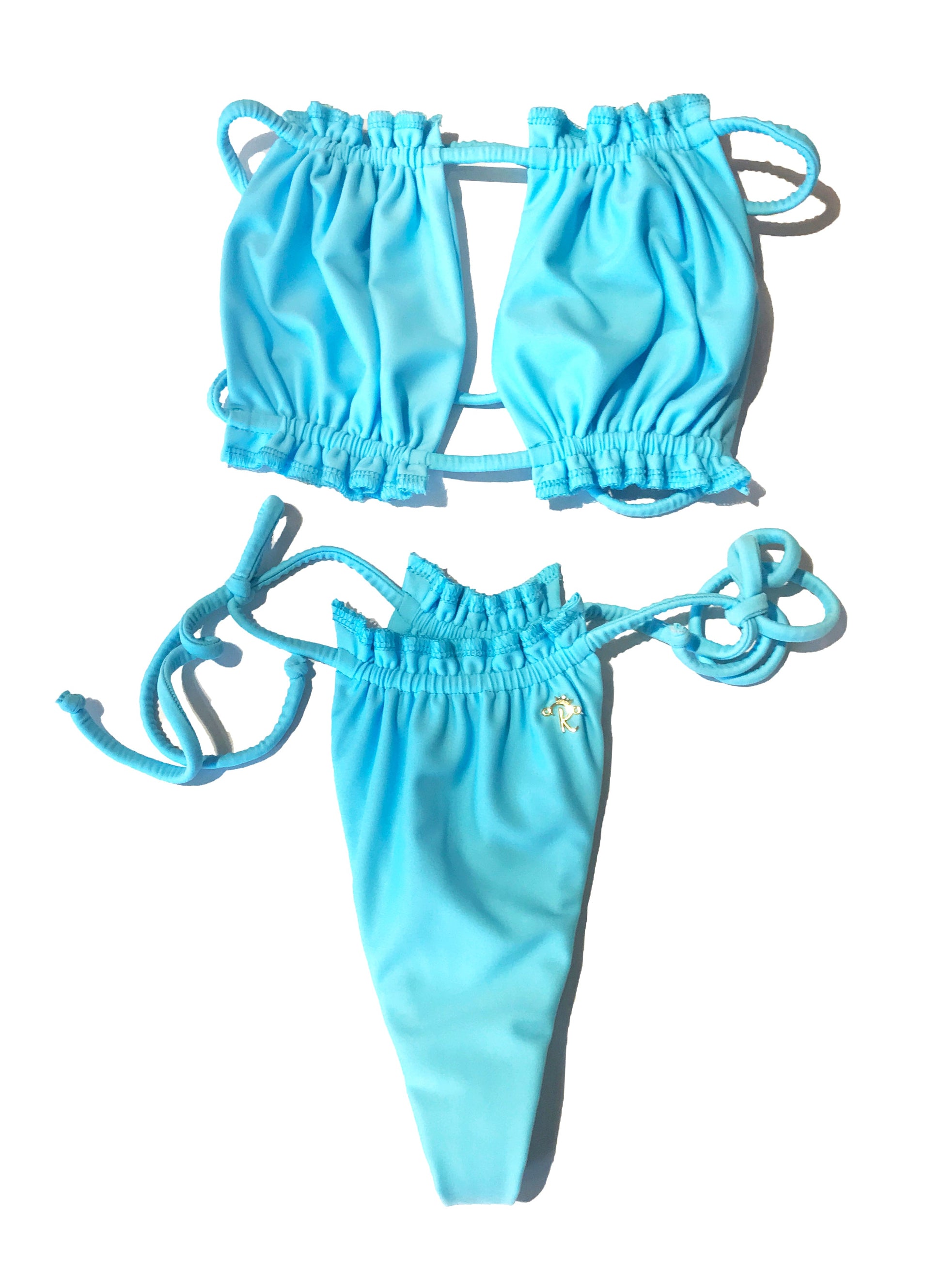 Candy Bandeau Top & Thong Bottom - Baby Blue-7