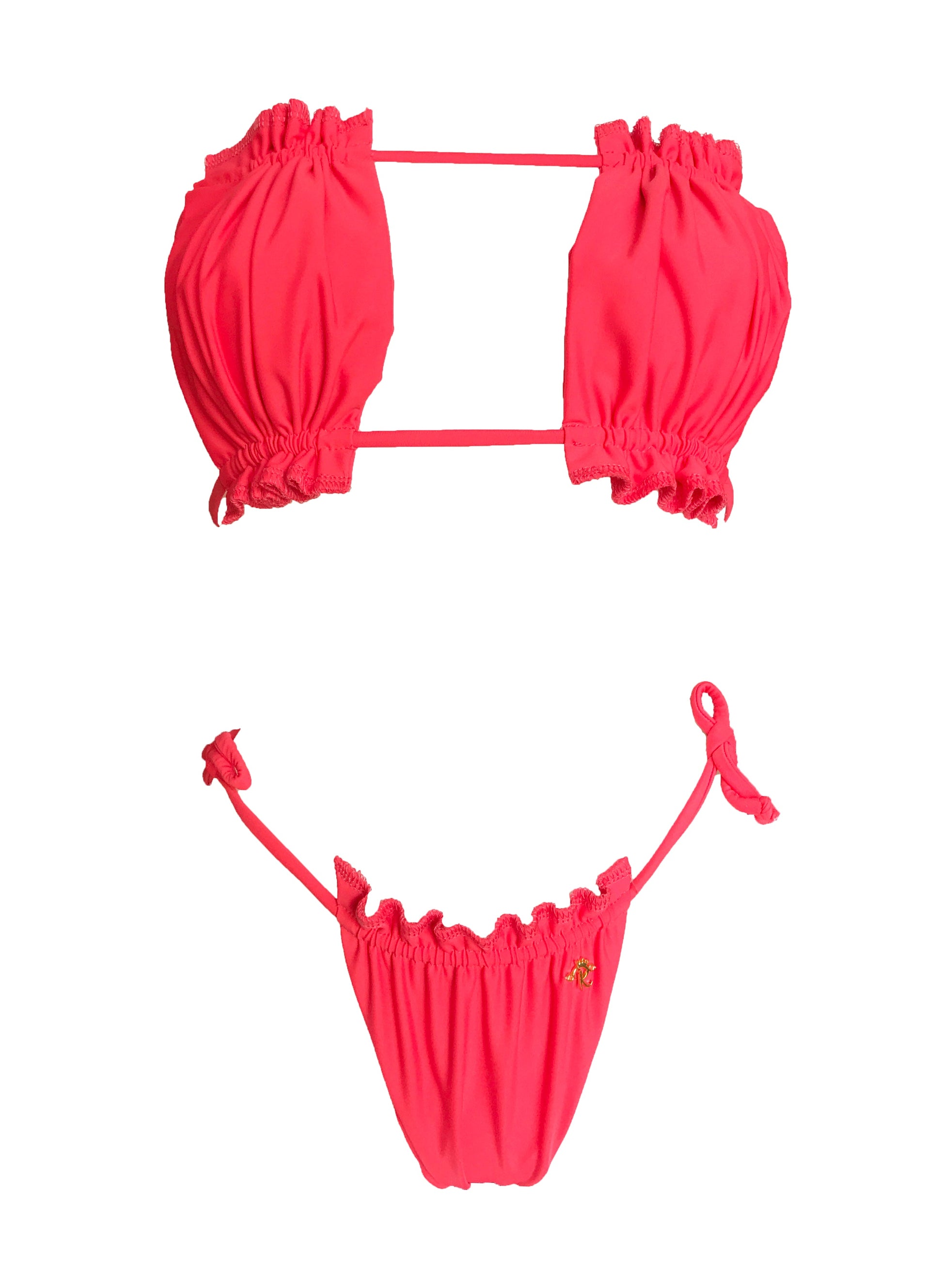 Candy Bandeau Top & Thong Bottom - Coral-5