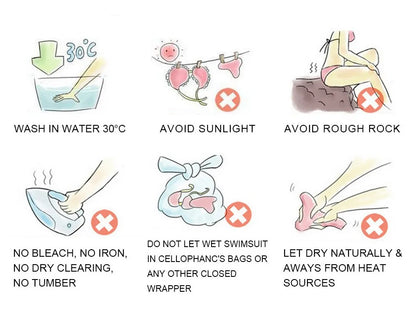 the care instructions for the Women's Crochet Charm Tunic Cover-Up 