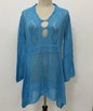 Chic blue mesh knitted tunic swimsuit cover-up for women