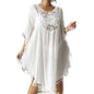 Crochet chiffon beach cover-up swimsuit bikini dress white color 