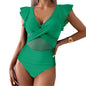 Flattering fit V-neck one-piece swimsuit for women