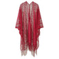 Close-up of tassel hem in Women's Floral Lace Kimono Cover-Up