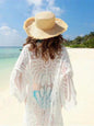 Floral Lace Kimono Cover-Up styled over a bikini for beach elegance