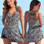 Lifestyle shot of woman in floral swimdress with unique style 