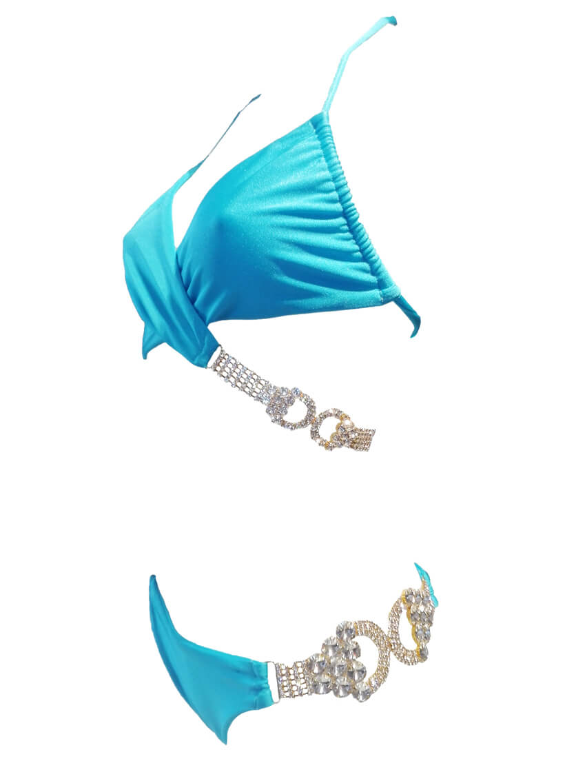 Gina Wrap Top & Skimpy Bottom - Turquoise-2