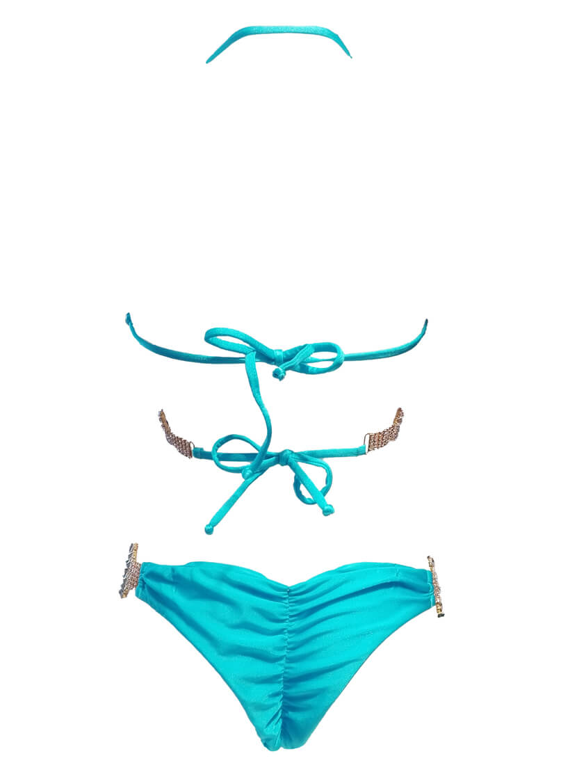 Gina Wrap Top & Skimpy Bottom - Turquoise-3