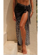 Front view of Women's Gradient Leopard Chiffon Sarong Beach Cover-Up