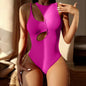 High-waist one-piece swimwear – model posing outdoors