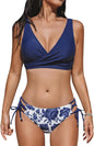 Close-up of cross lace-up top in Women's Lace Wave Bikini Swimsuit