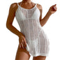 Lightweight crochet sleeveless beach dress swimwear cover-up
