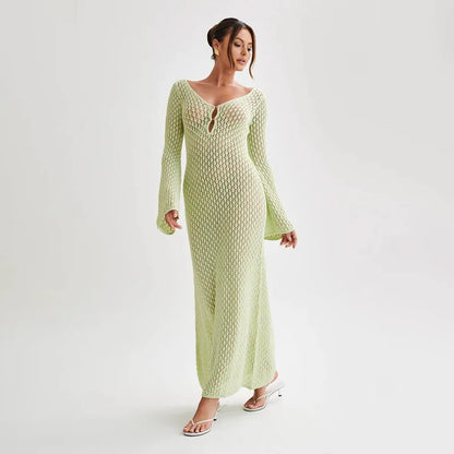 Close-up of hollow-out knit in Women's Lunar Lace Beach Cover-Up