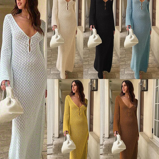Front view of Women's Lunar Lace Long-Sleeve Beach Cover-Up in white knit