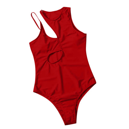 one-piece-swimsuit minimalist red style 