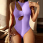 Model wearing summer one-piece swimsuit 
