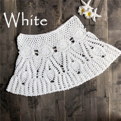 Hand Hook Crochet Bikinis Bottom Handmade Knitted Hollow Out A-line skirt Sexy Swimwear Women-13