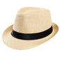 Hot Unisex Women Men Fashion Summer Casual Trendy Beach Sun Straw Jazz Hat Cowboy Fedora hat Gangster Cap-20