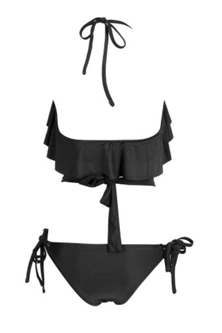 Sexy Diamonds Black Two Pieces Set Swimsuit Fashion Halter Crop Top Lace Up Bikini Bathing Suits Beach Wear Swimming Suit-13
