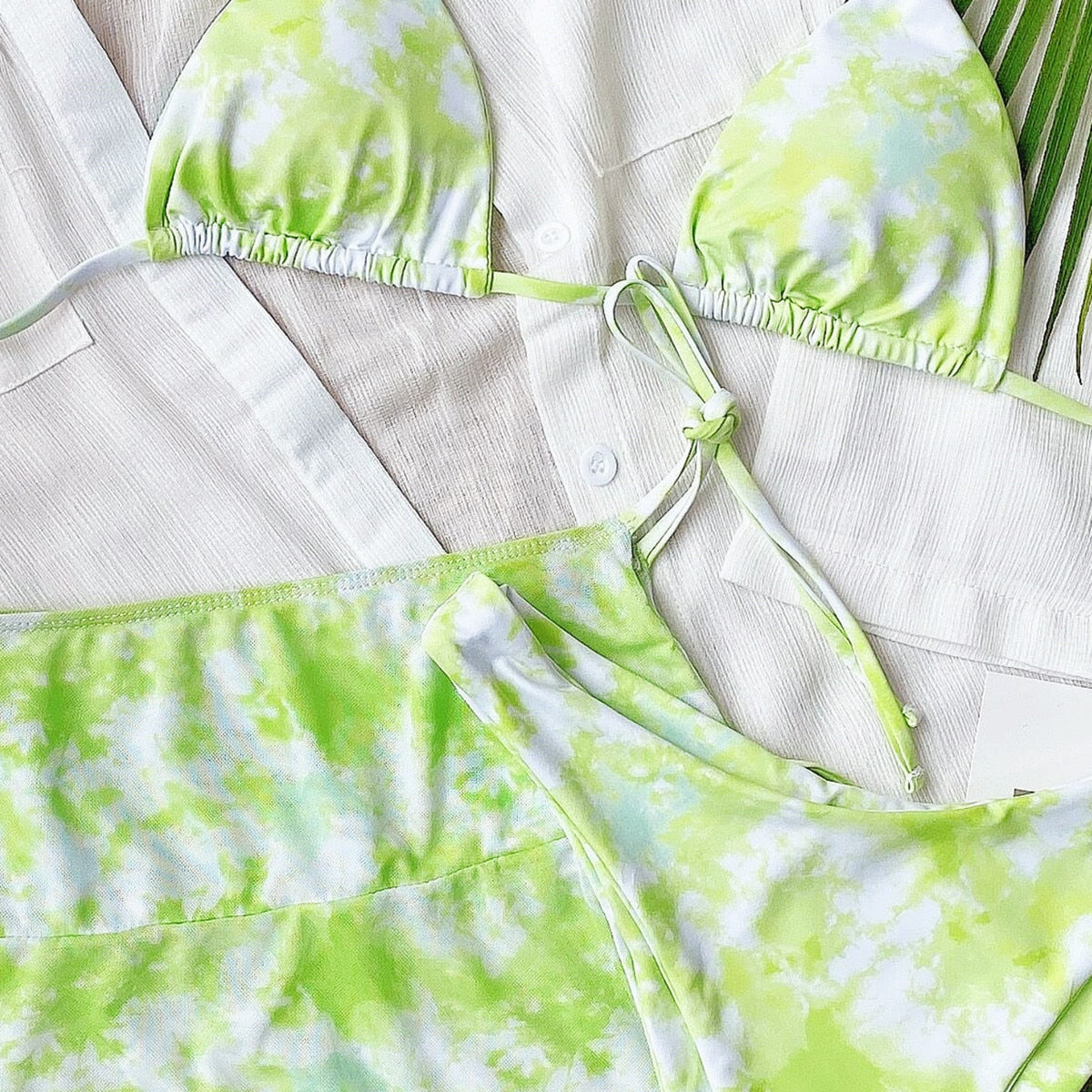 Tie Dye Print Bikini Three Piece Set Bra Top Thong Mini Skirt Swimsuit Brazilian Beach Biquini Swimming Bohemian Bathing Suit-10
